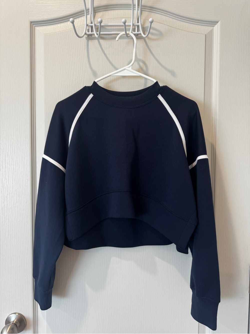 YPB Navy Cropped Active Sweatshirt